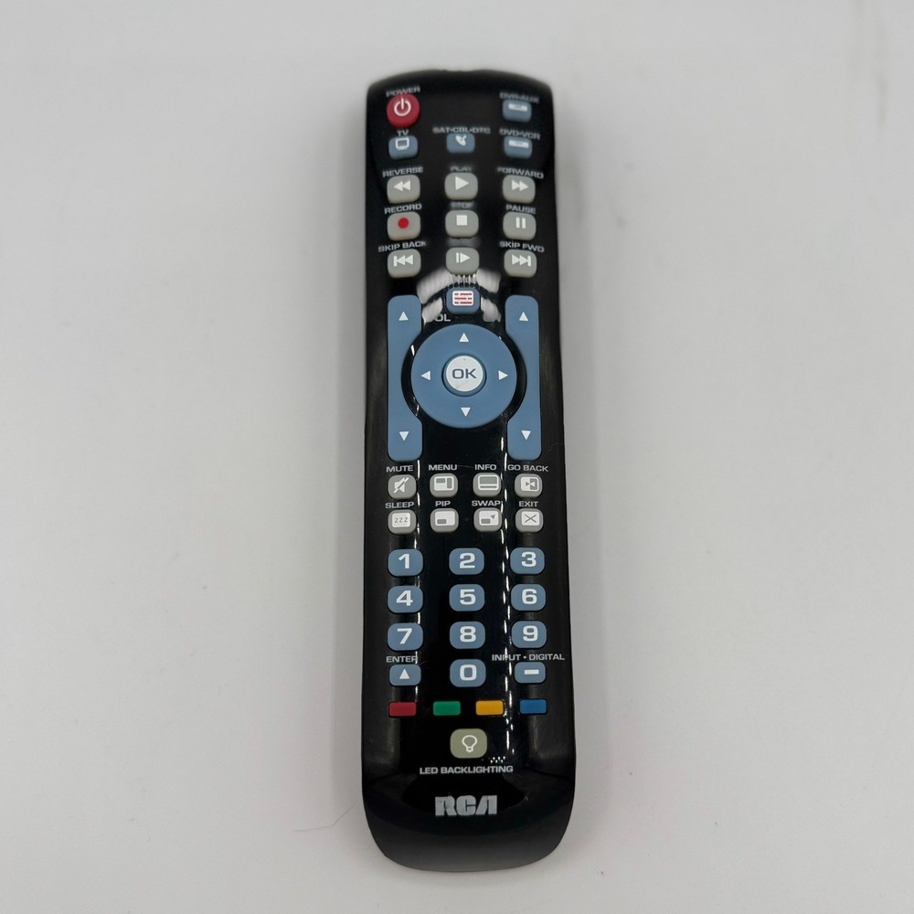 RCA RCRN04GR 4-Device Universal Remote Control LED Backlit Black